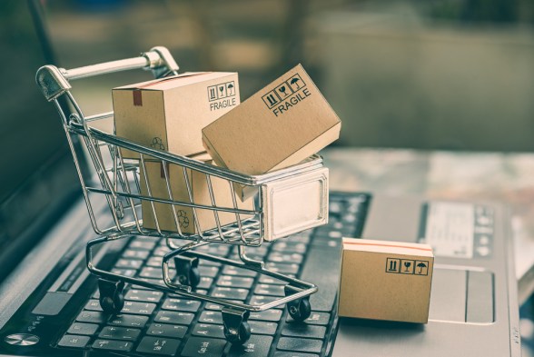 shopping cart with boxes